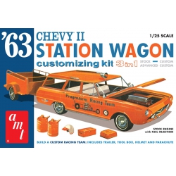 Model Plastikowy - Samochód z naczepą 1:25 1963 Chevy II Station Wagon w/Trailer - AMT1201